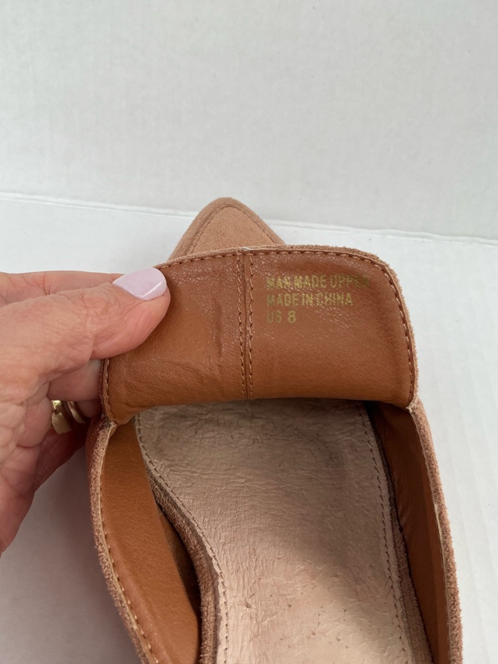 Oasis Society California Women’s Tan Suede Mules Leather Block Heel-Size 8-GUC - Picture 8 of 11